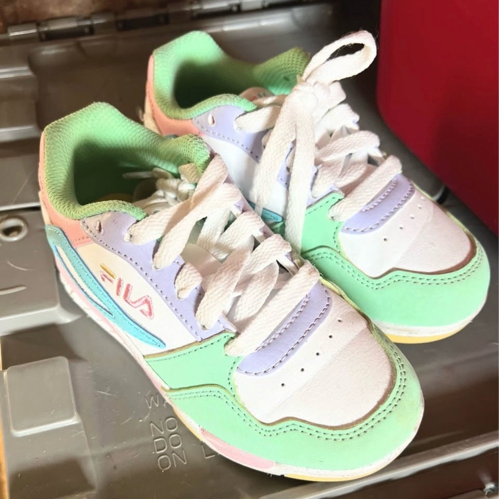 FILA Kids Pastel Green, Lavender & Pink Lace-Up Sneakers